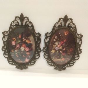 Vintage, italian, ornate brass picture